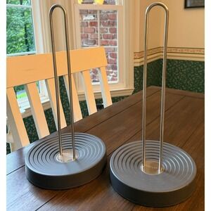 Kohler Set of 2 Paper Towel Holders Stainless Steel Grey Weighted Base Modern